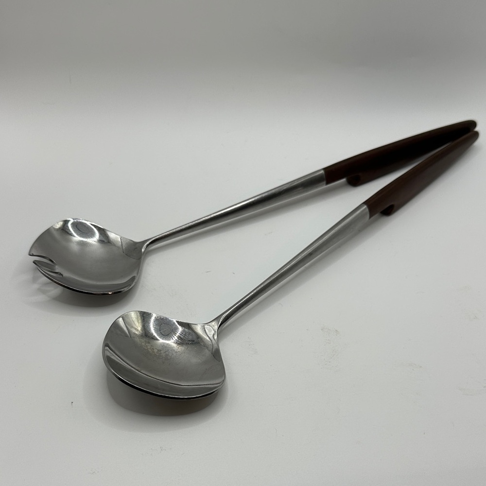 Vintage Mid-Century Modern EPIC Japanese Forged Stainless Salad Serving Utensils